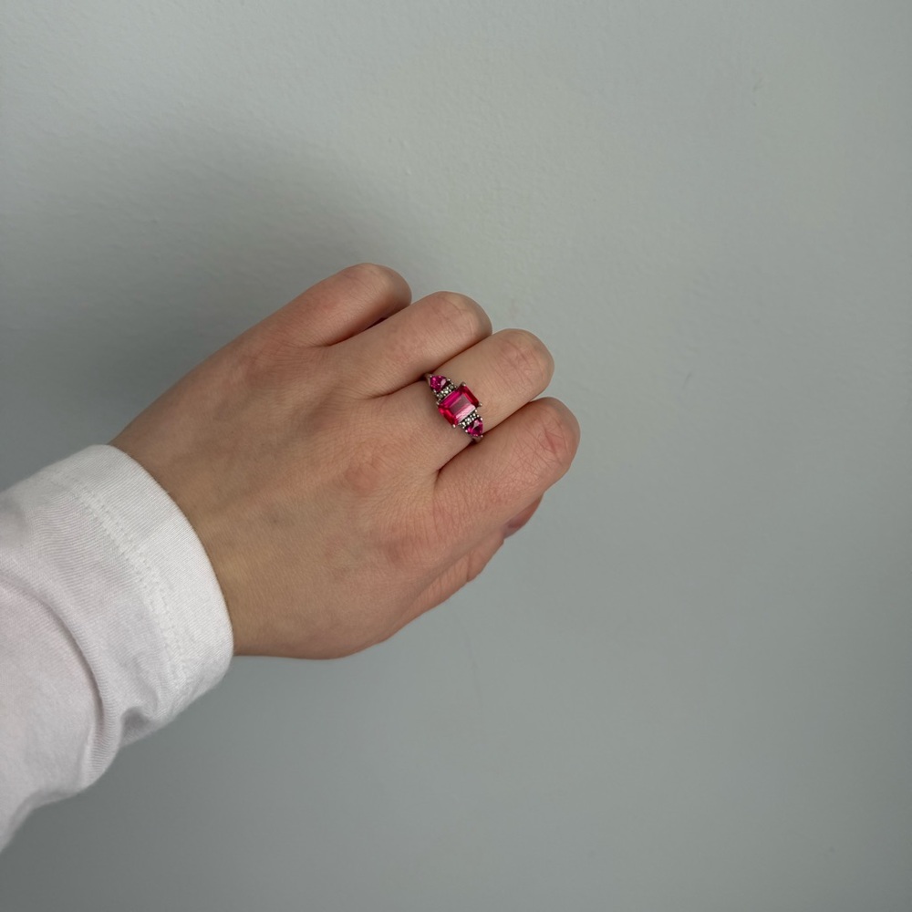 Lab Grown Ruby and Diamond Ring - Picture 2 of 10